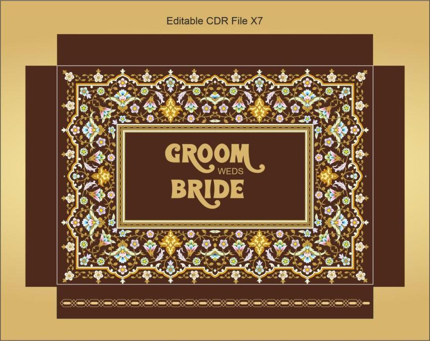 Wedding invitation floral theme gift box packing design