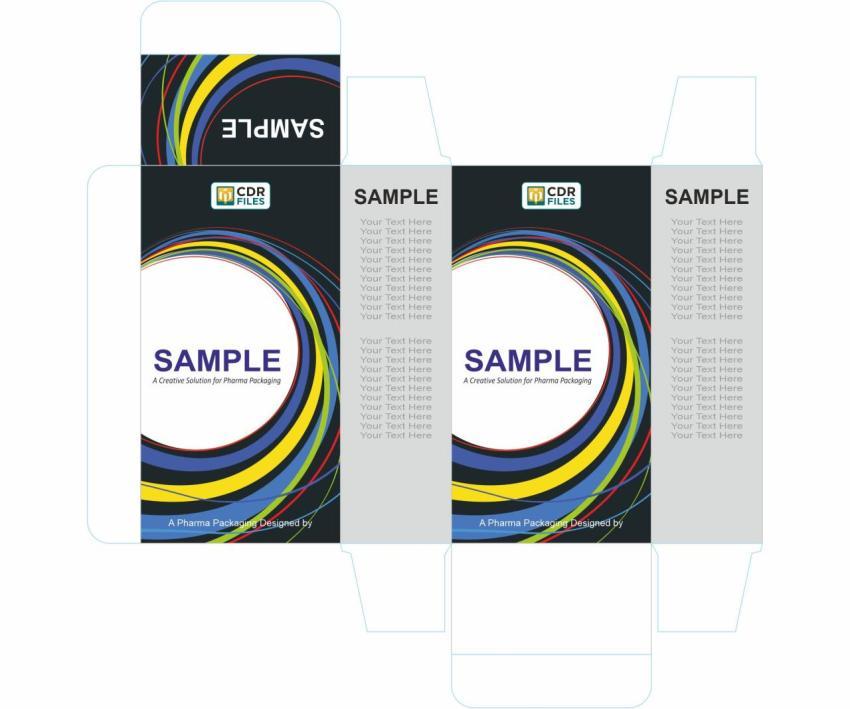 Editable Blue Black Center Waves Pattern Suspension Pharma Packaging Design