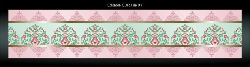 Pink green colourful vector floral border design pattern