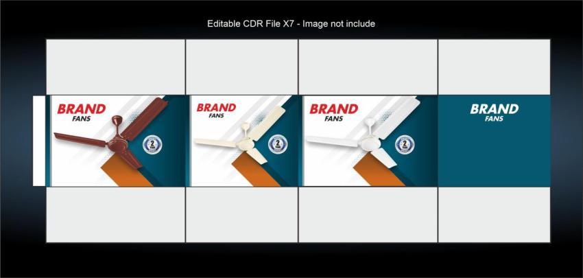 Ceiling Fan Packaging CDR Blue and Orange Brown Design with line pattern