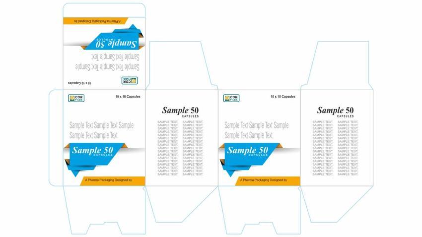 Editable Sky-Blue Orange Pharma Packing Design CDR