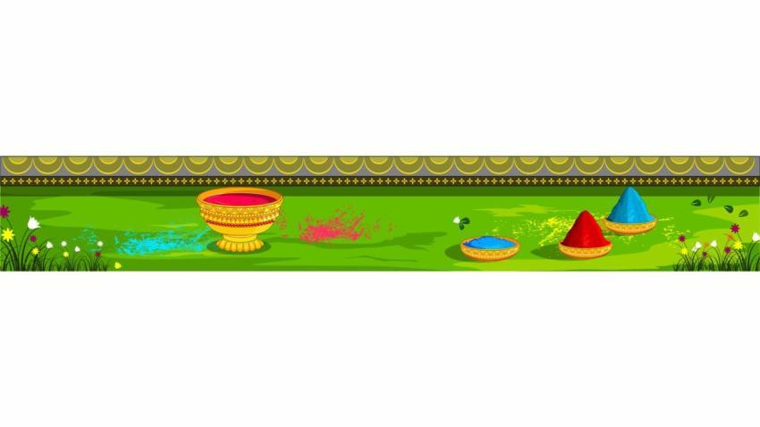 Holi Colours with green background CDR Editable