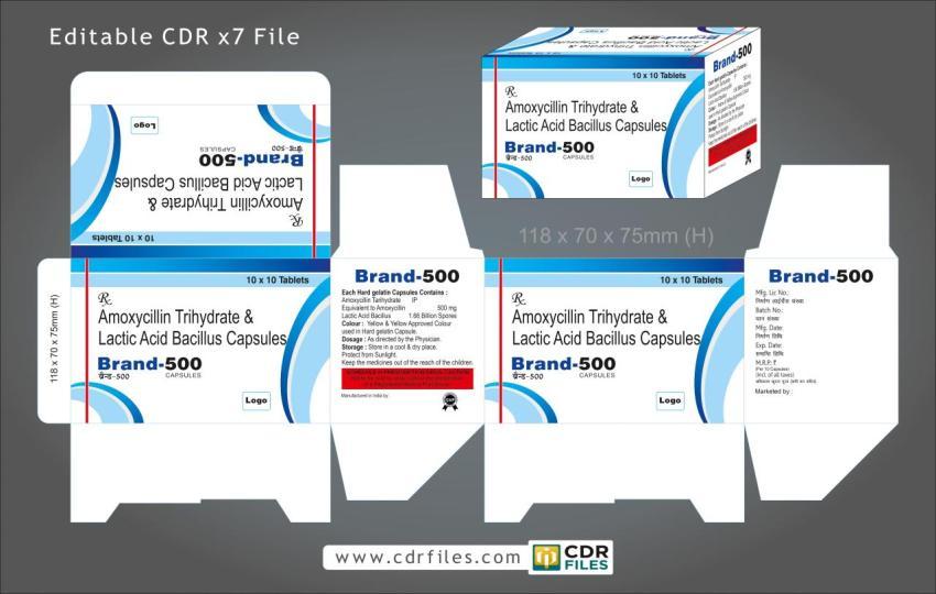 Amoxycillin Trihydrate & Lactic Acid Bacillus Capsules Design 05 Pharma Box