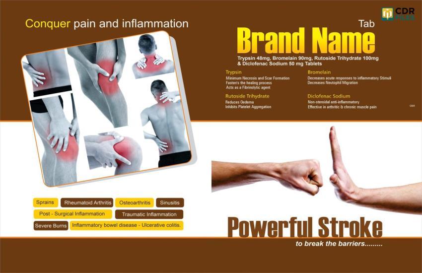 Trypsin 48mg, Bromelain 90mg, Rutoside Trihydrate 100mg  Tablet