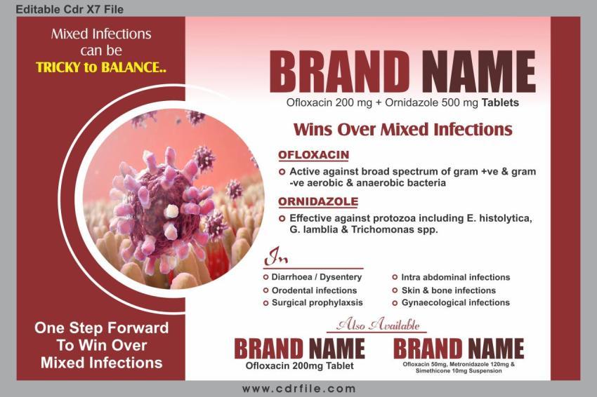 Ofloxacin 200 mg   Ornidazole 500 mg